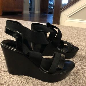 Black strapped wedges from DSW